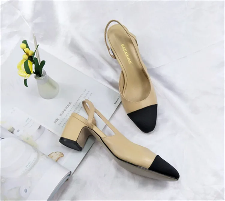 Кожаные подходящие по цвету туфли 2018 повседневные босоножки на толстом каблуке