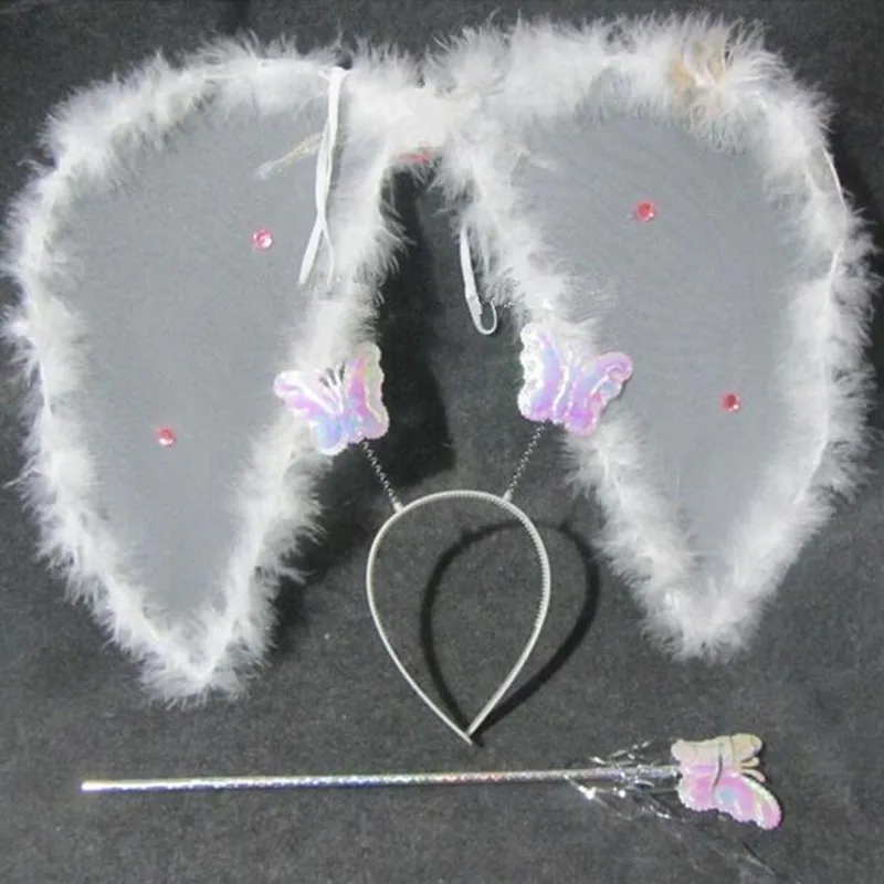 LED Light Angel Wings Headband Fairy Wand Sticks Kids Girls Princess Cosplay Costume Accessries Fancy Dress Halloween | Тематическая