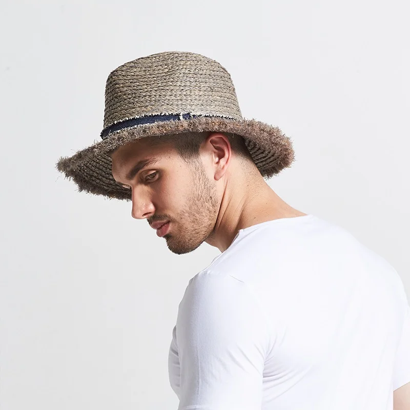 Новая мужская шляпа от солнца из рафии с широкими полями, Весенняя британская мужская шляпа от солнца, мужская летняя шляпа для путешествий,... от AliExpress WW