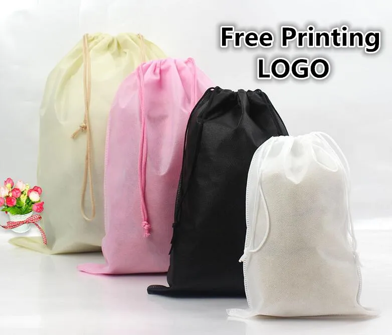 500 шт./лот Бесплатная печать логотипа одного цвета Нетканая сумка для хранения