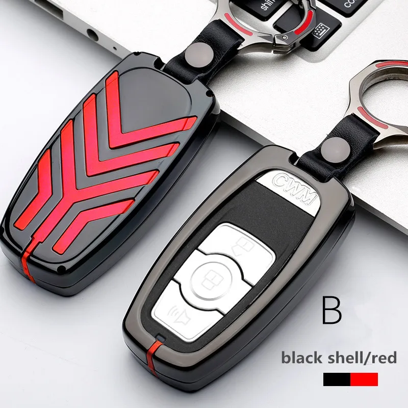 C-black red GMW H6 Samrt Автомобильный ключ крышка цветная полоса цинковый сплав пульт дистанционного управления брелок Оболочка Чехол брелок кожа для Great Wall Haval Coupe H7 H8 H9 - Название цвета: C-black red