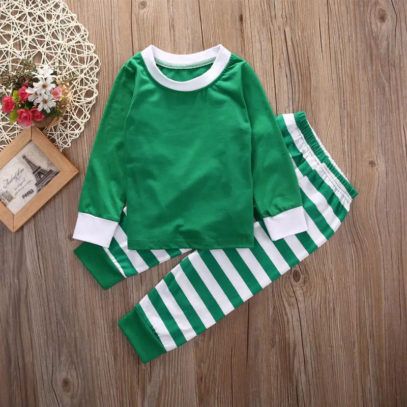 2pcs Toddler Kids Baby Boy Girls Striped Outfits Christmas Pajamas Sleepwear Set | Детская одежда и обувь
