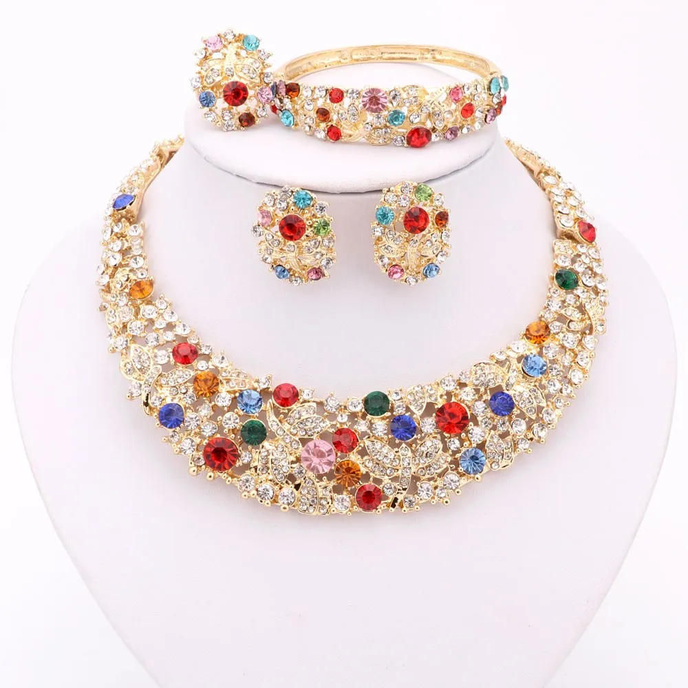 4 цвета нигерийские Свадебные африканские бусины ювелирный набор кристалл