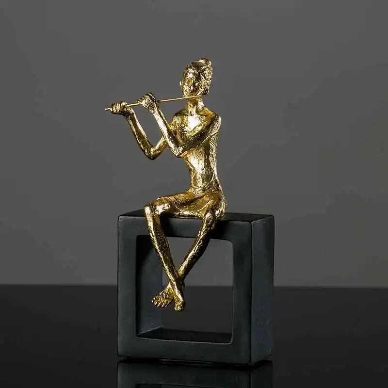 

Music Man Golden Plating Desktop Ornament Creative Home Accessories Resin Bedroom Furnishing, Best Gift R108