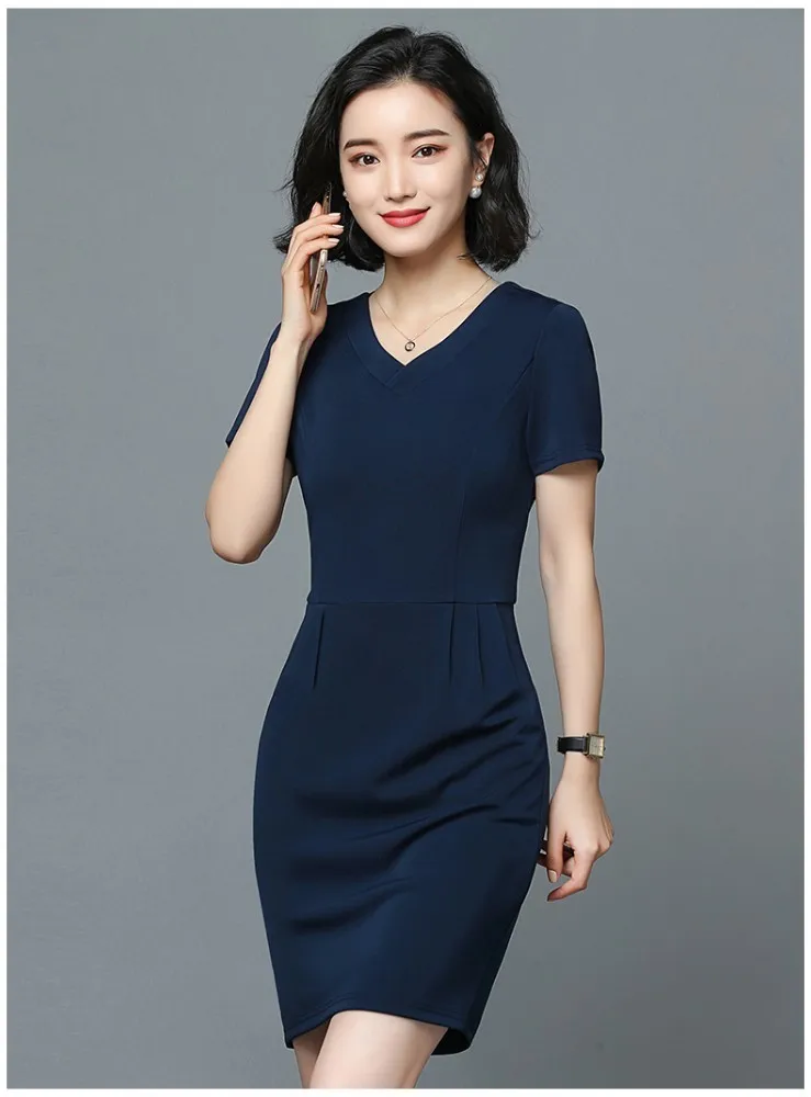Женское облегающее платье с короткими рукавами элегантное офисное v образным
