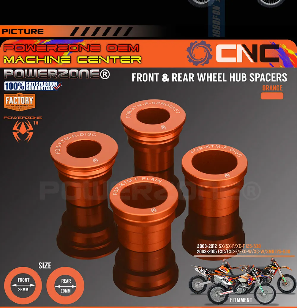 PowerZone спереди Распорки ступицы заднего колеса для KTM SX F EXC XCF EXCF EXCW SMR 125 250 300 350 400 450 525 530 для мотокросса МХ, Enduro
