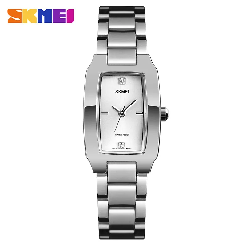 Silver SKMEI Элитный бренд Для женщин часы Diamond Dial браслет наручные часы для девочек элегантные женские кварцевые часы Женское платье часы 1400 - Цвет: Silver