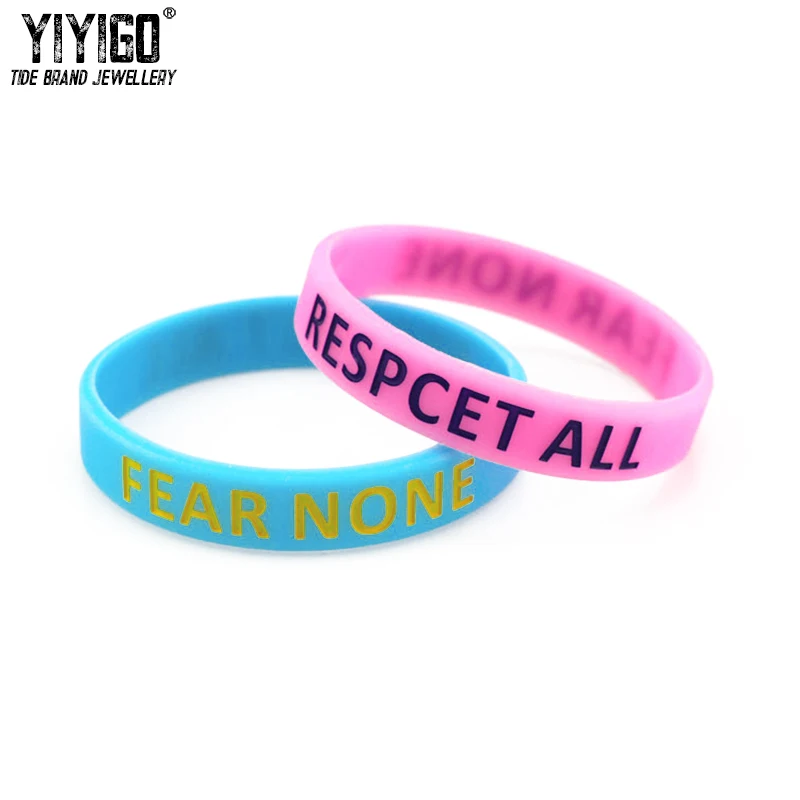 1 шт. силиконовый браслет Fear None Respect для мужчин и женщин студенческие светящиеся