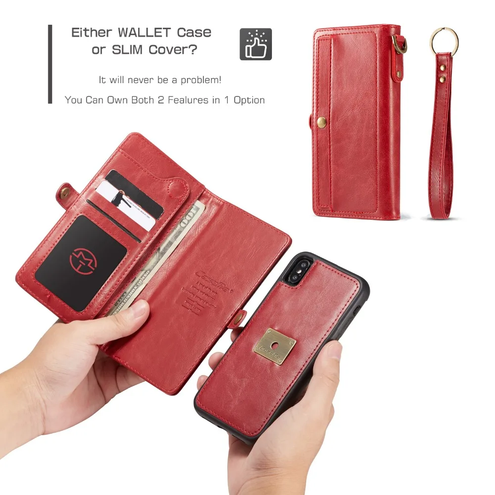 CaseMe PU кожаный чехол для iPhone X Xs XR Xs Max многофункциональный телефон чехол для iPhone 6 6 S Plus 7 8 Plus чехол для телефона