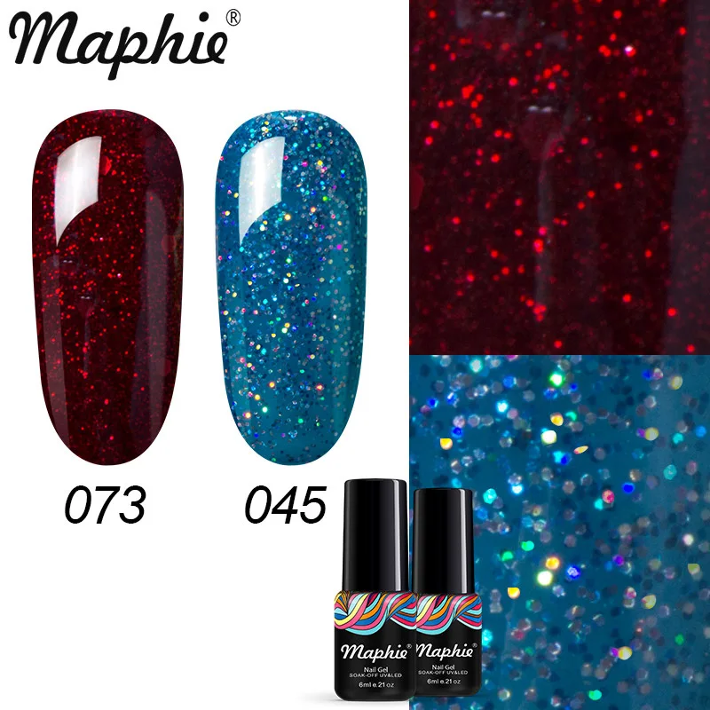 Maphie 2 шт/набор гель лака для ногтей Блестящий цветной нужно базовое верхнее