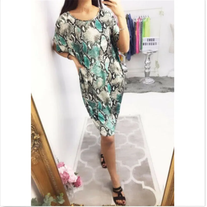 Новое Женское платье летнее женское богемное короткое змеиной кожи свободное