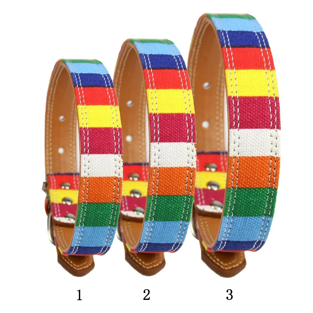 Ошейник Кожаный гладкий ошейник для большой маленькой собаки цветной Радужный