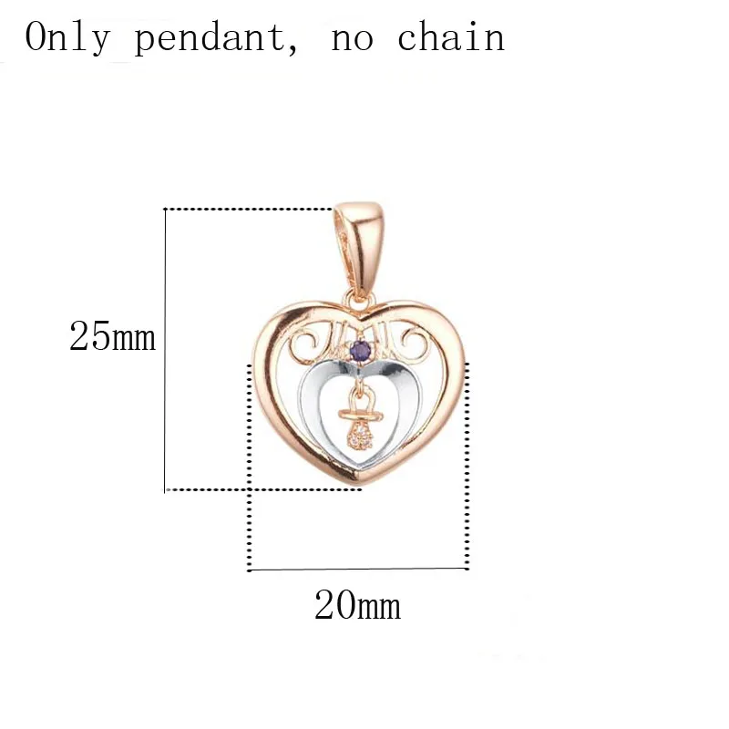 Only pendant Женские 585 розовое золото цвет синий камень белый в форме сердца подвески цепи ожерелья - Окраска металла: Only pendant