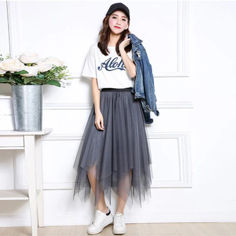 Женская длинная юбка однотонная офисная эластичная с высокой талией 2019|Женские