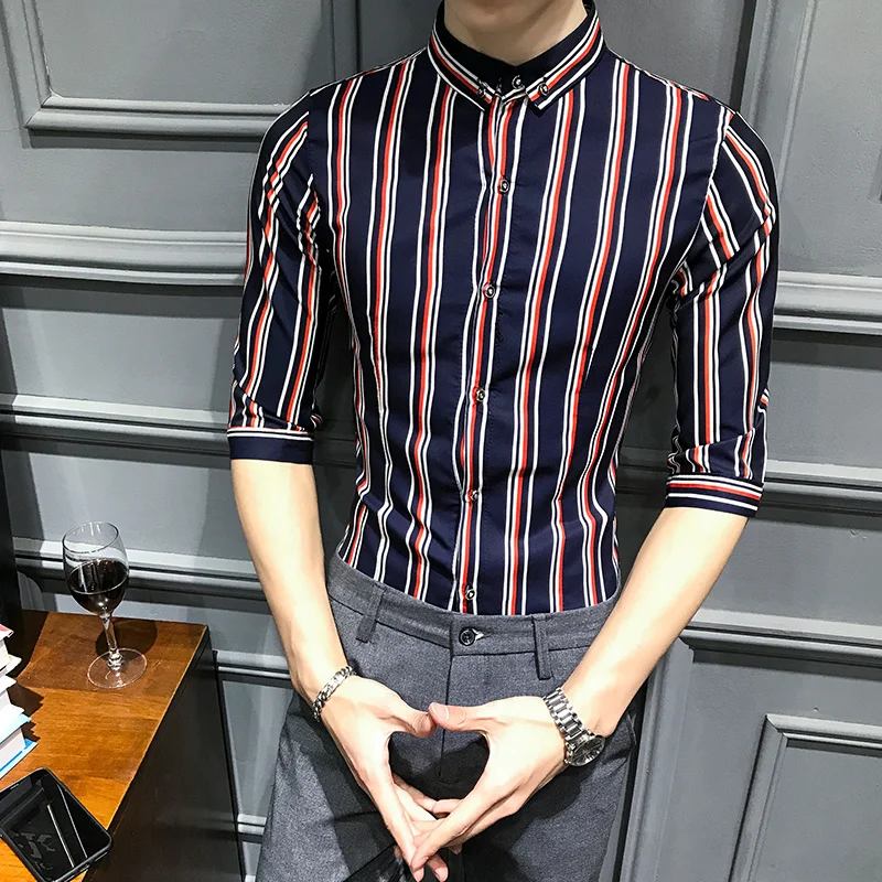 Высококачественная Мужская деловая Повседневная рубашка на пуговицах с