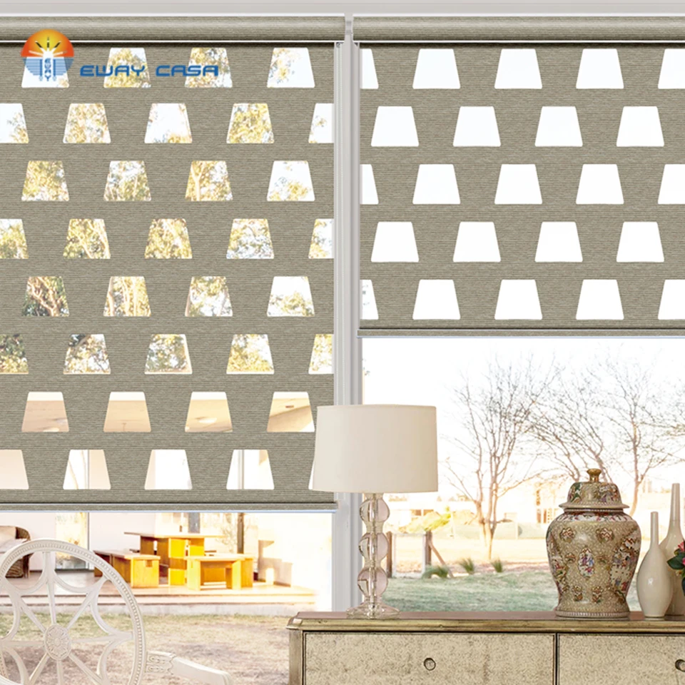 EWAY CASA Новый стиль водонепроницаемые полосатые жалюзи под заказ полиэстер