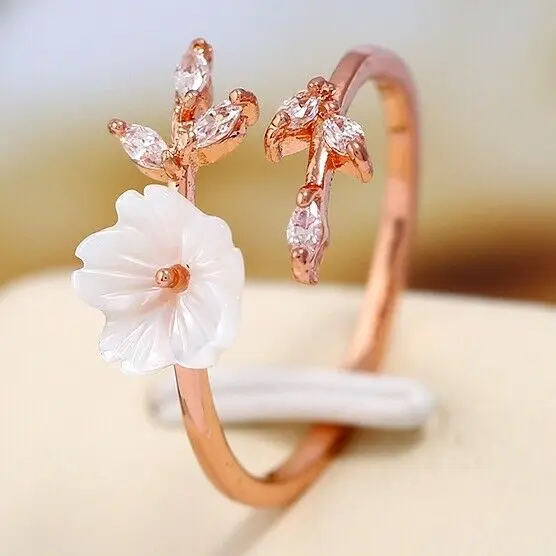 Модное свадебное розовое красивое женское кольцо с цветком подарок открытым