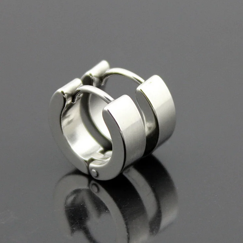 Серьги кольца Huggie из нержавеющей стали маленькие круглые петли черного