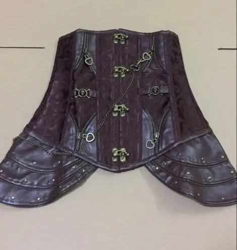 Коричневые стальные косточки под бюст корсет стимпанк Корсет Бюстье Топ