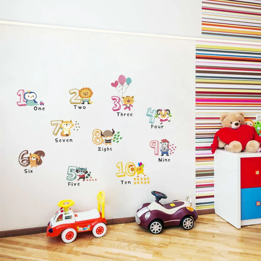 

DIY Cartoon English Digital Animal Wall Sticker Nursery Children Room Living Room Bedroom Sofa Background Home Decor Sticker