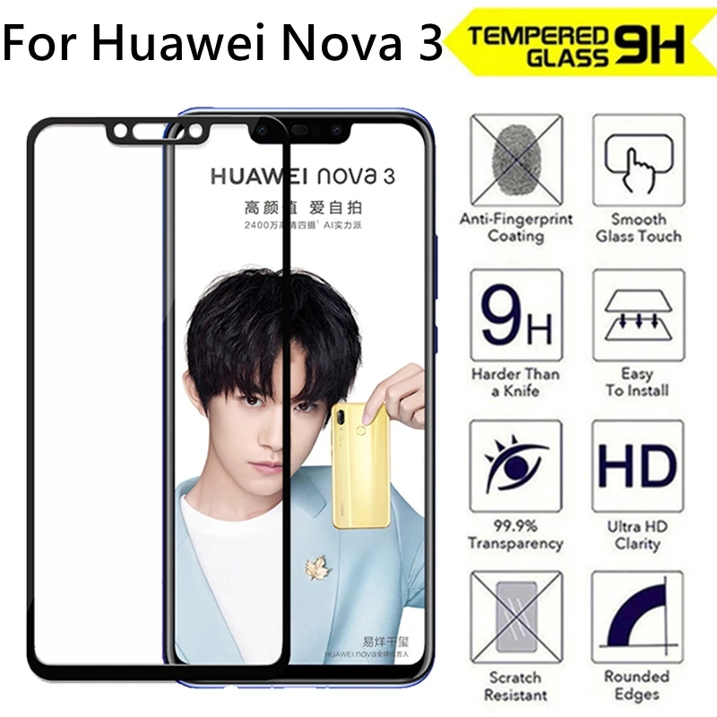 2 шт./лот закаленное стекло для Huawei Nova 3 Полное покрытие 9H защитная пленка