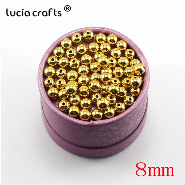 Lucia crafts 3/4/5/6/8mm многослойный посылка золотистого и серебристого цветов; Цвет покрытием легированные свободные бусины сделай сам ручной работы аксессуары материалы E0812 - Цвет: 8mm gold 50pcs