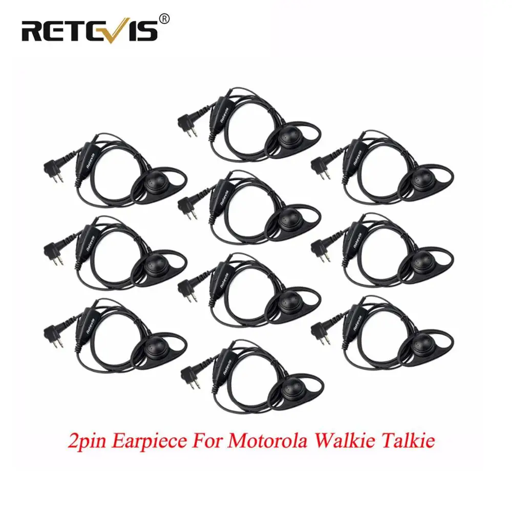 10 шт. Retevis D образная мягкая гарнитура с ушным крючком PTT Walkie Talkies для Motorola GP300 P040 GP2000