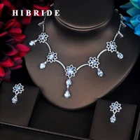 hibride beautiful flower shape multicolor cz design women jewelry sets necklace sets dress accessories wholesale price n 398