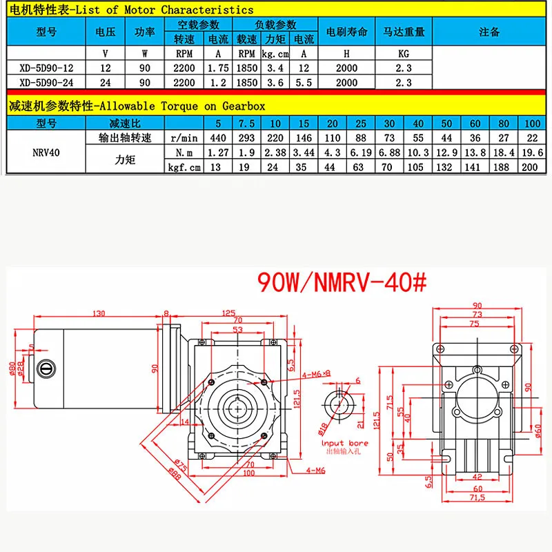 Червячная Шестерня 12В 24 В RV40 самоблокирующийся Электродвигатель с управлением