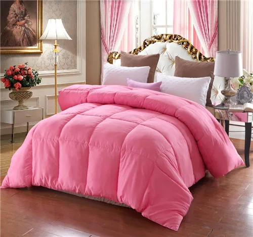 pink thick duvet Зимнее утепленное пуховое одеяло 165*224 см, 224*224 см, 228*260 см, теплое покрывало для кровати, домашнее одеяло из текстиля, белое, черное, серое, размер США - Цвет: pink thick duvet