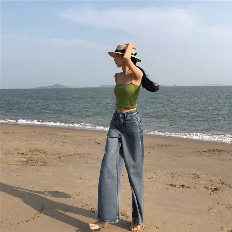 RUGOD модные широкие брюки свободные повседневные женские джинсы с высокой талией