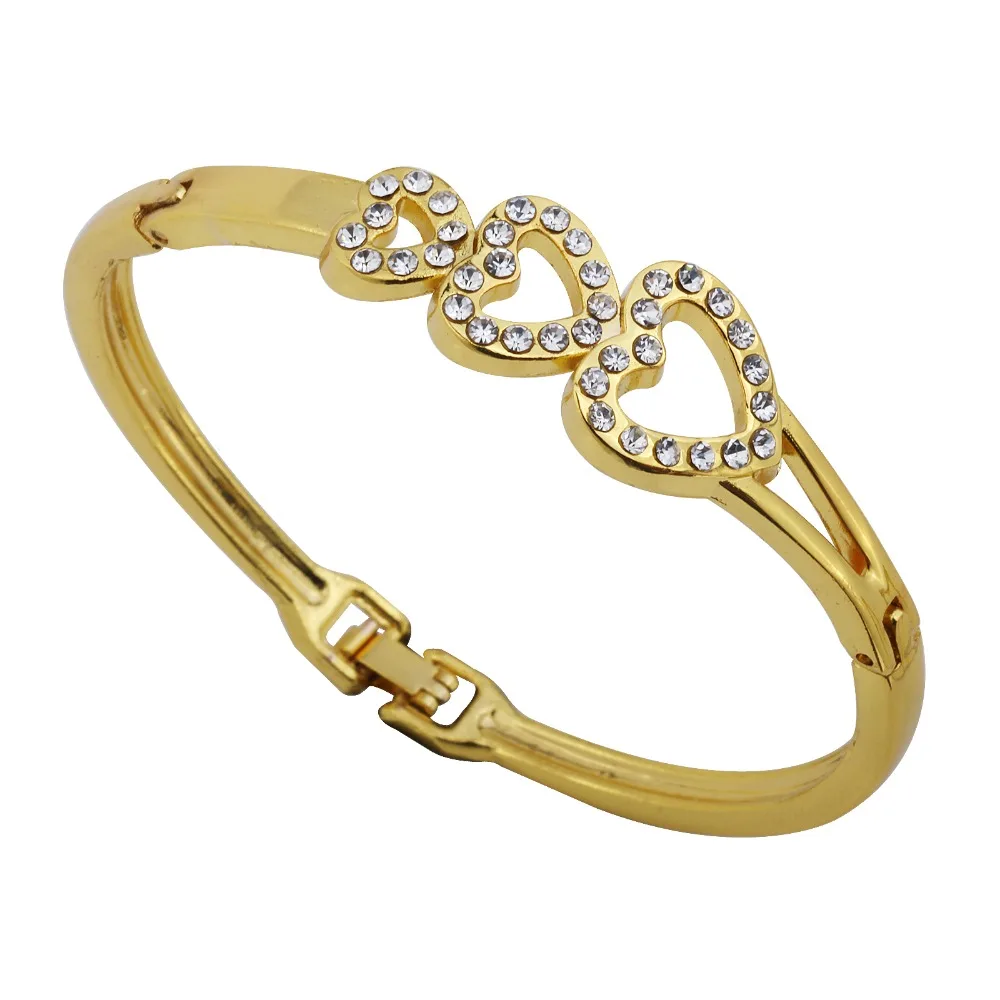 Женская мода ювелирные изделия Сердце браслет из горного хрусталя манжеты Шарм