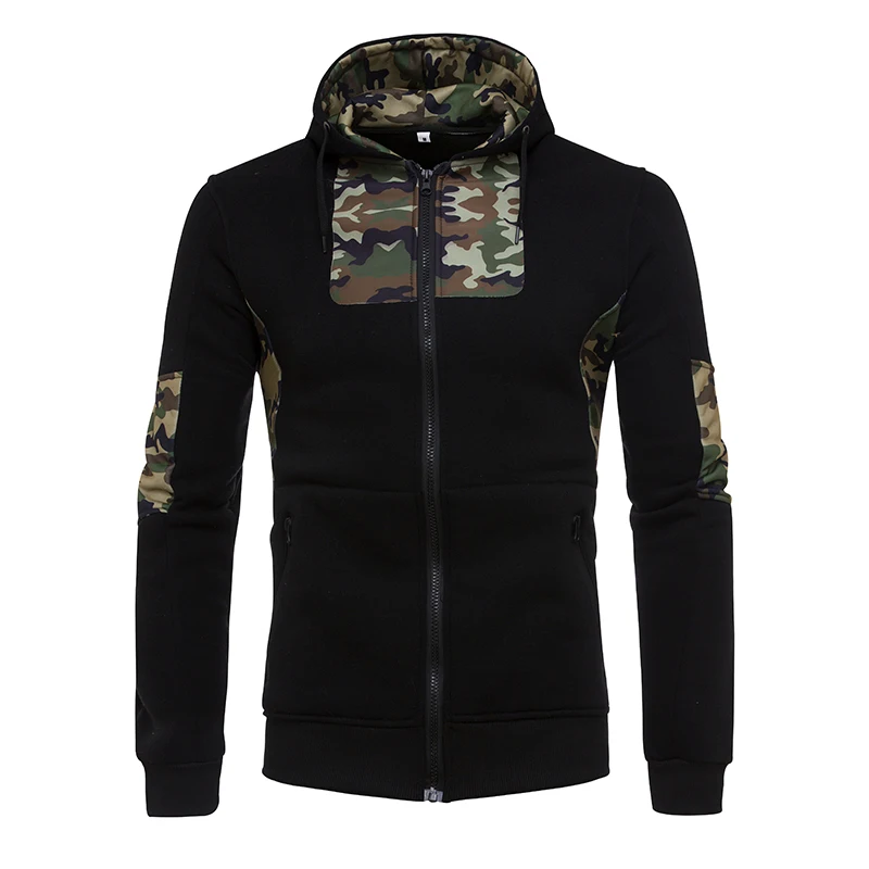 Мужские толстовки 2019 модные брендовые камуфляжная Лоскутная куртка на молнии