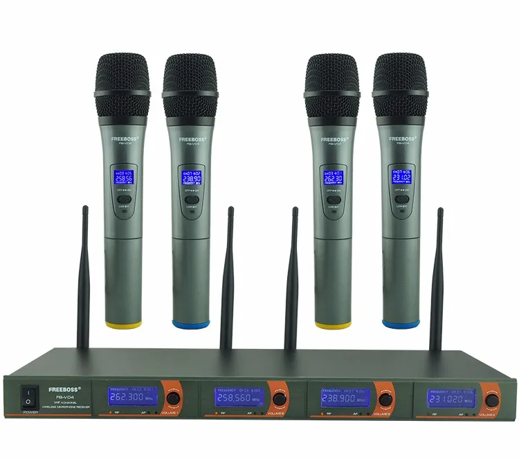 FREEBOSS FB-V04 профессиональные микрофоны VHF KTV вечерние микрофонная система 4 ручной беспроводной микрофон для караоке