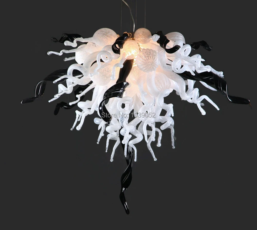 

Free Shipping Unique Lighting Black and White Hand Blown Glass Chandelier