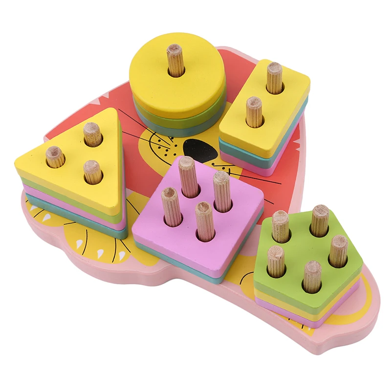 Цветные Мультяшные животные пять комплектов колонн форма льва Строительные