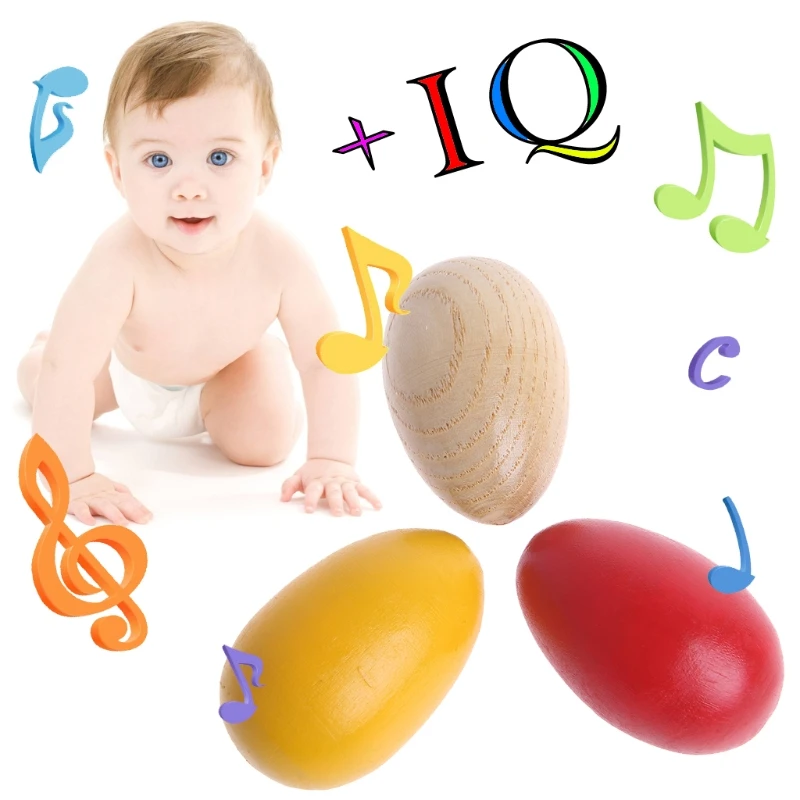 1Pc Wooden Percussion Musical Egg Maracas Shakers Children Kids Toys Fun Gifts m18