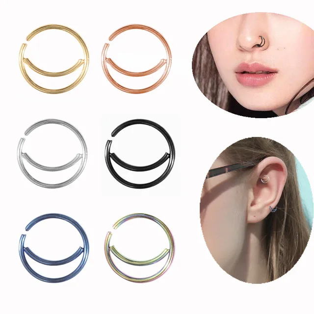 

Hoop Nose Ring Moon Stainless Steel Earbone Ring Earbone Indian Small Body Piercing Jewelry Ornament Septum Ring 20G