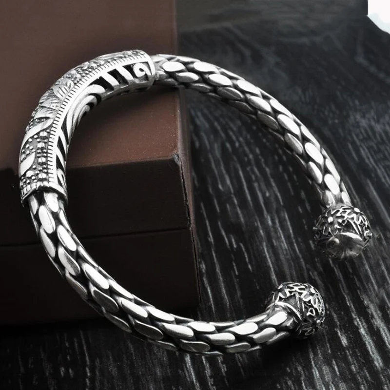 Браслет Настоящее серебро 925 пробы cкручивание плетение волос Twist weaving регулируемый браслет Рождественский подарок ювелирные изделия FB14