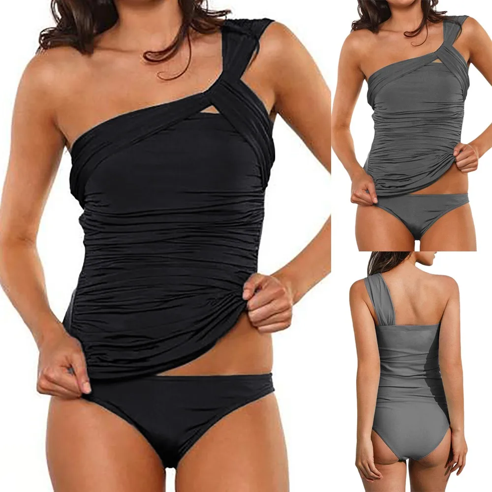 Раздельный купальник танкини купальники для женщин два предмета с рюшами на одно