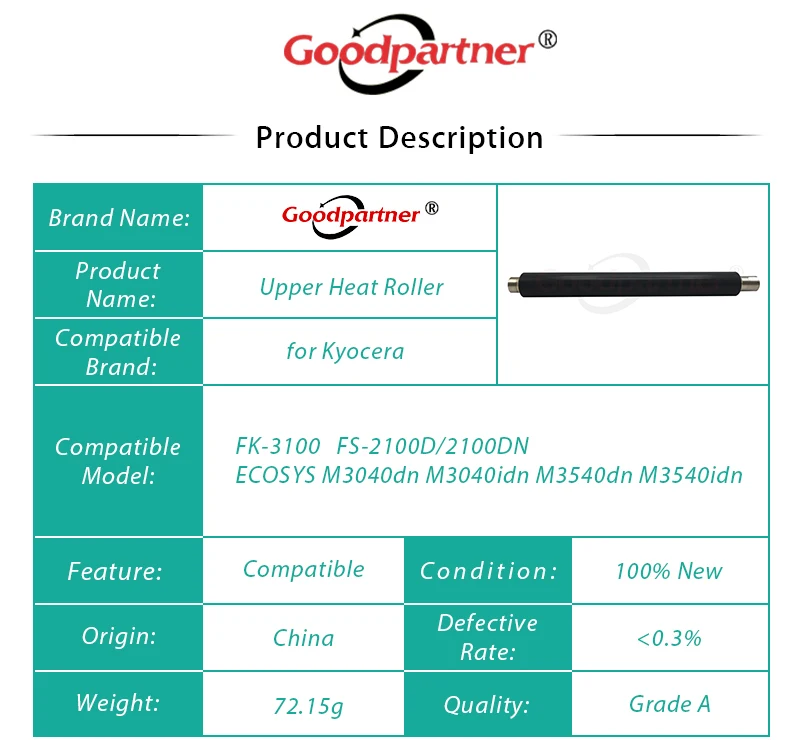 10X FS2100 M3040 M3540 FK-3100 верхний тепловой ролик для Kyocera FS 2100D 2100DN 2100 ECOSYS M3040dn M3040idn M3540dn