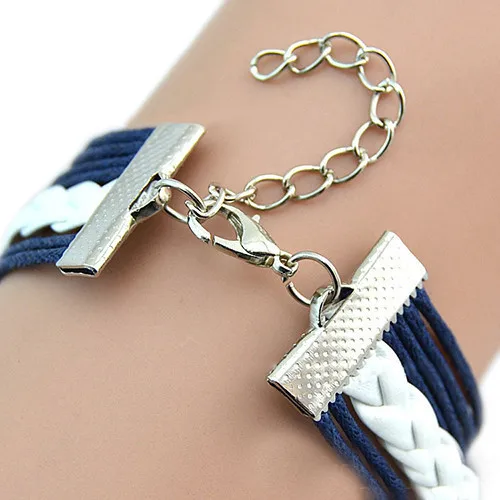 Классический Vintage Браслет Себе Чешские Инфинити Лав Якорь Кожа Симпатичные Шарм