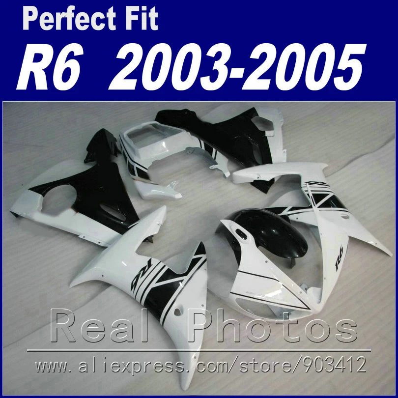 Бесплатный комплект обтекателей для мотоциклов YAMAHA R6 2003 2004 2005 EXUP черные и белые