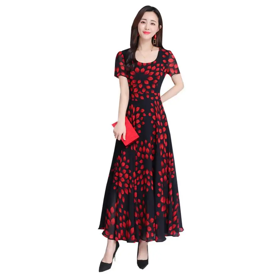 Повседневное шифоновое платье цветочный принт летнее 2019 женская обувь Vestidos дамы