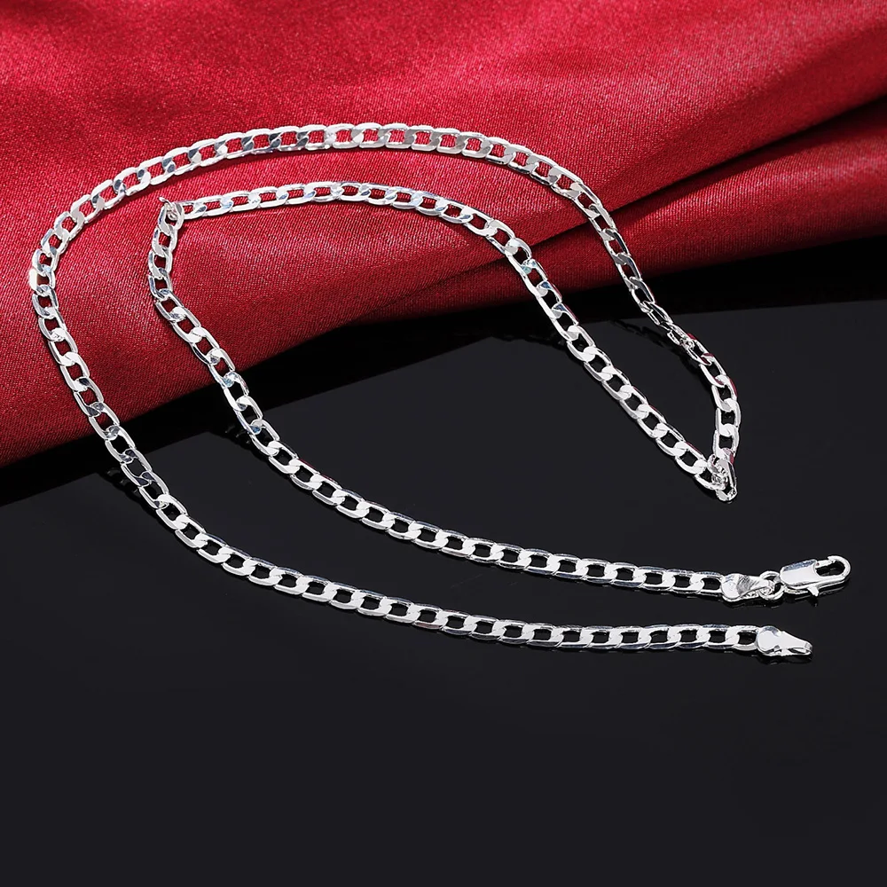 16-30INCHES Free shipping Beautiful fashion Elegant silver color CUTE 4MM chain pretty MEN Girl Necklace Can for pendant