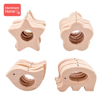 mamihome 10pc baby wooden animal teether with holes beech rodent pacifier chain pendant bpa free teething toys childrens goods