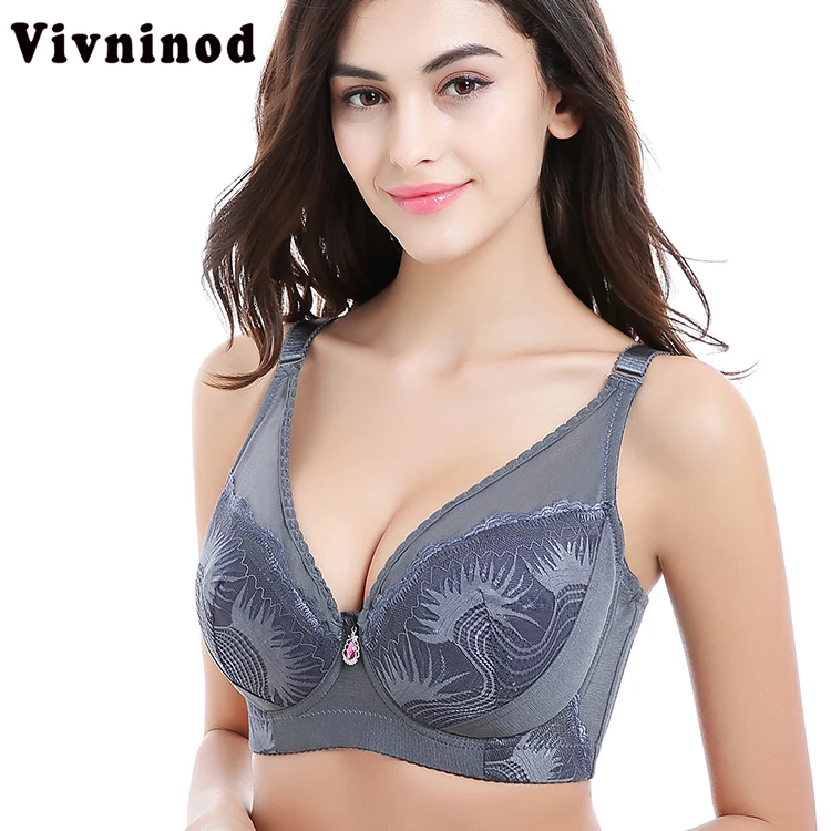 Полный сексуальный кружевной бюстгальтер без косточек MAX плюс размер 80-110 DD E F G
