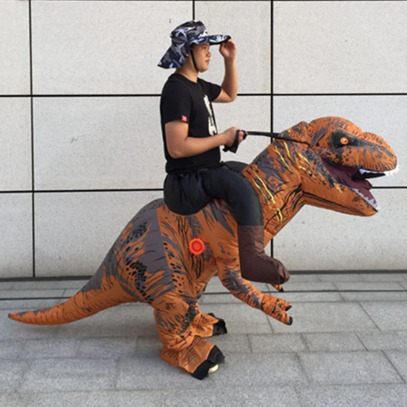 T-REX Динозавр Надувные костюм для карнавала день взрослых маскарадный костюм для Хэллоуина для Для мужчин; для женщин