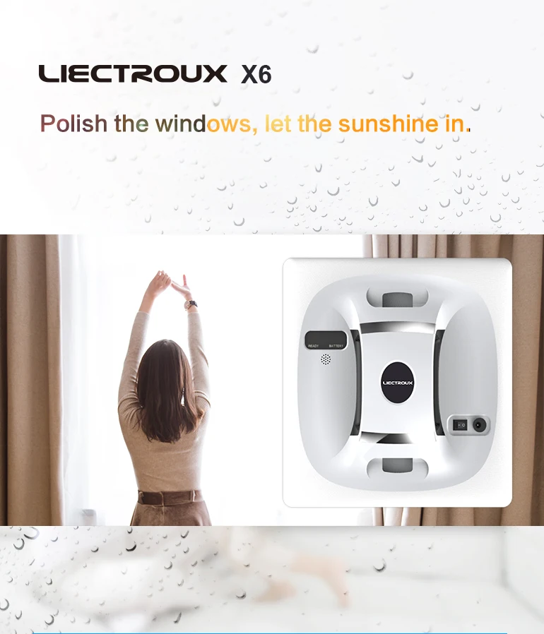 Liectroux X6, пылесос для окон, робот, пылесос, UPS, безопасная веревка, пульт дистанционного управления, всасывающая антиосенняя швабра, инструмент для чистки стекла дома, машина для чистки окон