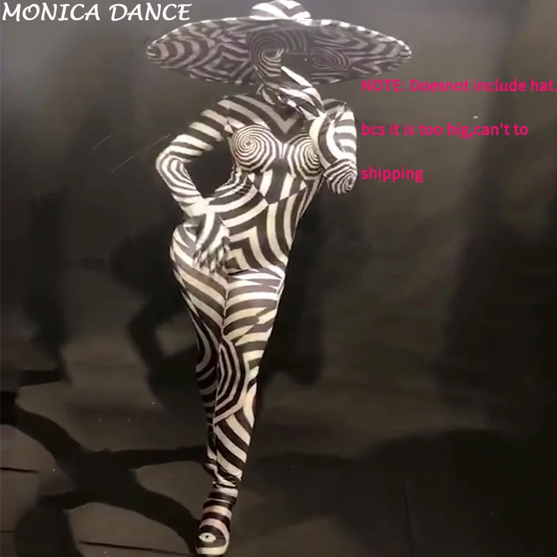 Women Sexy Stage Jumpsuit 3D Printed Zebra Pattern Bodysuit Nightclub Party Celebrate Show Dancer Costumes